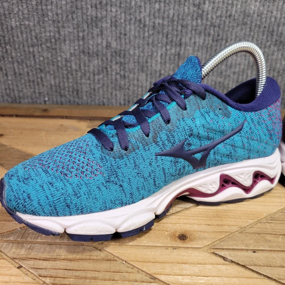 Mizuno Wave Inspire 16 Women's 7 Sneaker Waveknit Enamel Blueโ Running Shoes Gym - Picture 5 of 13